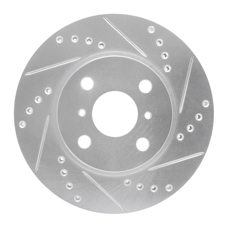 Toyota Prius Brake Rotor (1) - Front Right - R1 Concepts - Drilled & Slotted - Silver - `01-`03